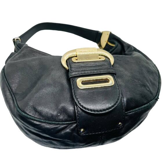 Michael Kors Black Soft Leather Morgan Hobo Gold Hardware Top Zip Bag - Picture 2 of 16